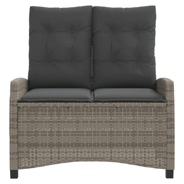 vidaXL havebænk med hynder og lænefunktion polyrattan grå