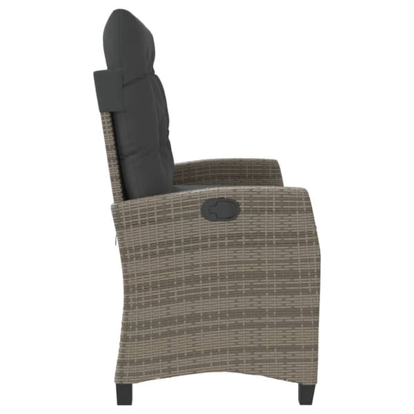 vidaXL havebænk med hynder og lænefunktion polyrattan grå