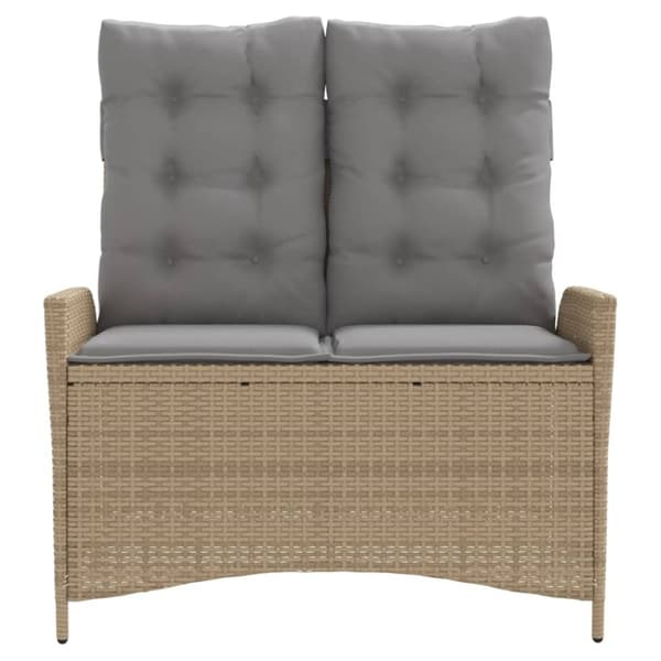 vidaXL havebænk med hynder og lænefunktion polyrattan beige