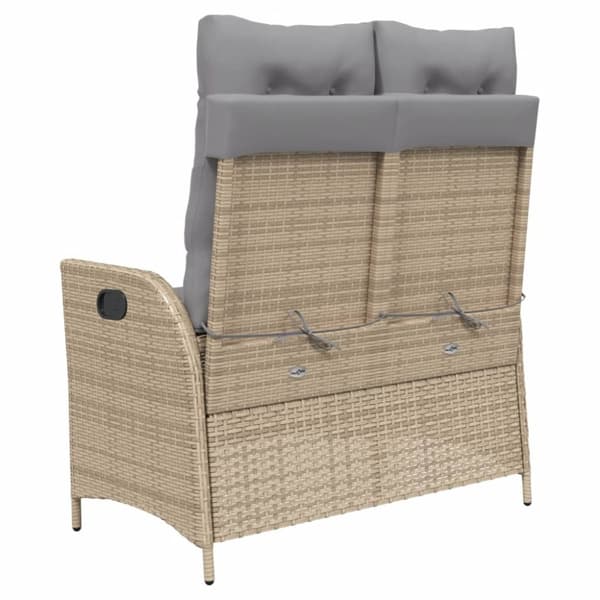vidaXL havebænk med hynder og lænefunktion polyrattan beige