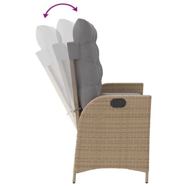 vidaXL havebænk med hynder og lænefunktion polyrattan beige