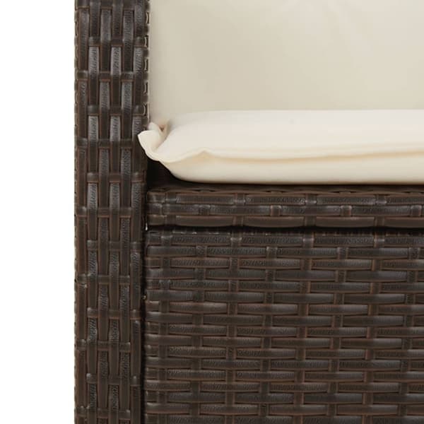 vidaXL havebænk med hynder og lænefunktion polyrattan brun