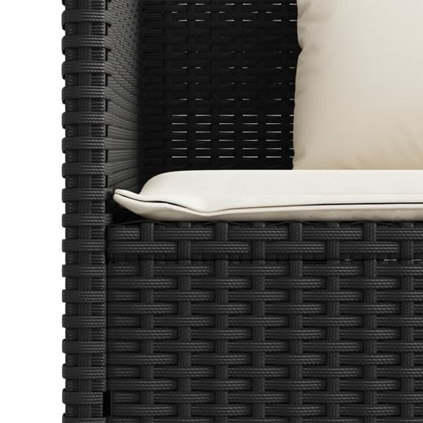 vidaXL havebænk med hynder polyrattan sort