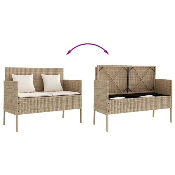 vidaXL Trädgårdsbänk med kuddar beige konstrotting