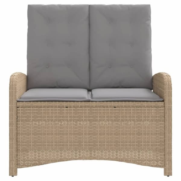 vidaXL havebænk med hynder og lænefunktion polyrattan beige
