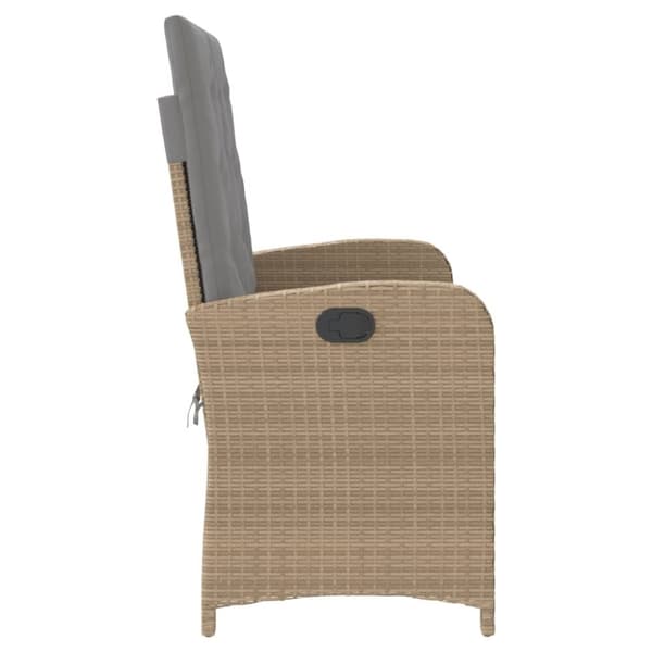 vidaXL havebænk med hynder og lænefunktion polyrattan beige