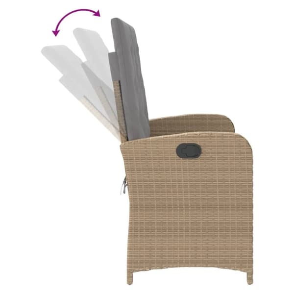 vidaXL havebænk med hynder og lænefunktion polyrattan beige