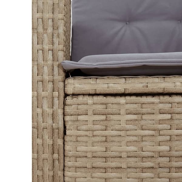 vidaXL havebænk med hynder og lænefunktion polyrattan beige