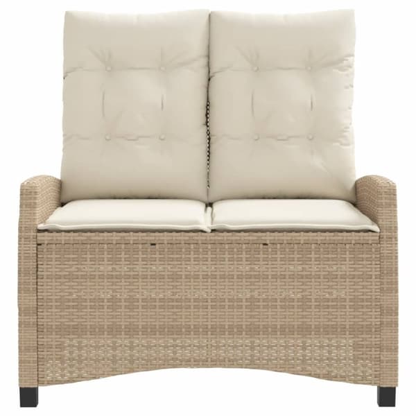 vidaXL Justerbar trädgårdsbänk med dynor beige konstrotting