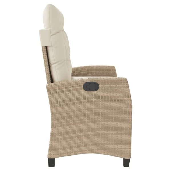 vidaXL Justerbar trädgårdsbänk med dynor beige konstrotting