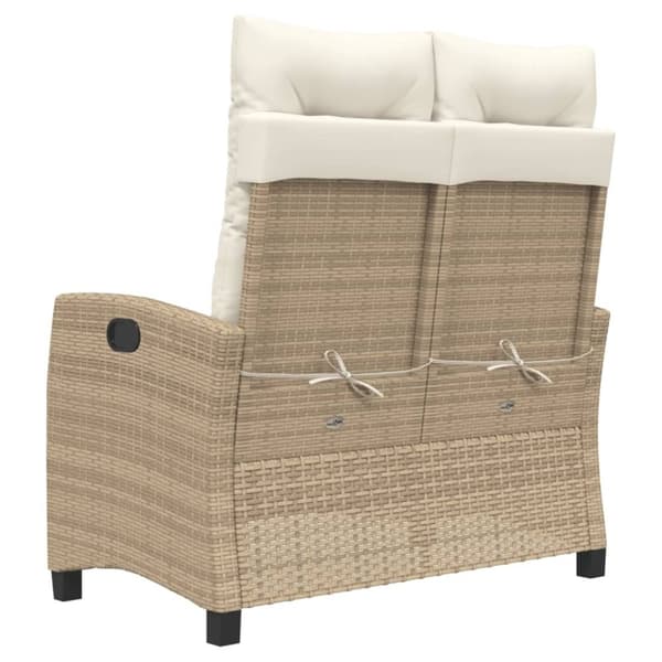 vidaXL havebænk med hynder og lænefunktion polyrattan beige
