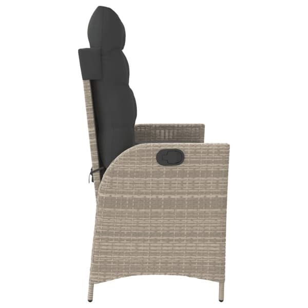 vidaXL havebænk med hynder og lænefunktion polyrattan lysegrå