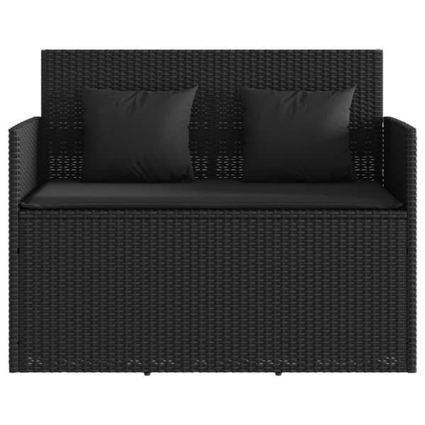vidaXL havebænk med hynder polyrattan sort
