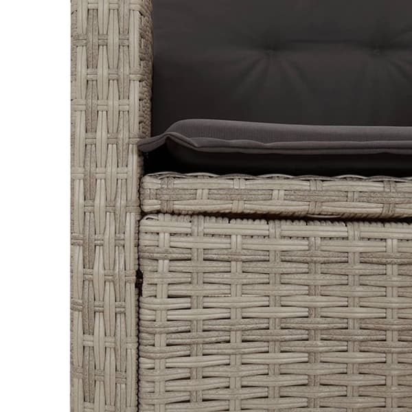 vidaXL havebænk med hynder og lænefunktion polyrattan lysegrå