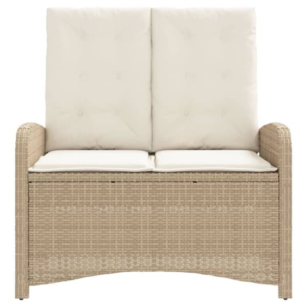 vidaXL havebænk med hynder og lænefunktion polyrattan beige
