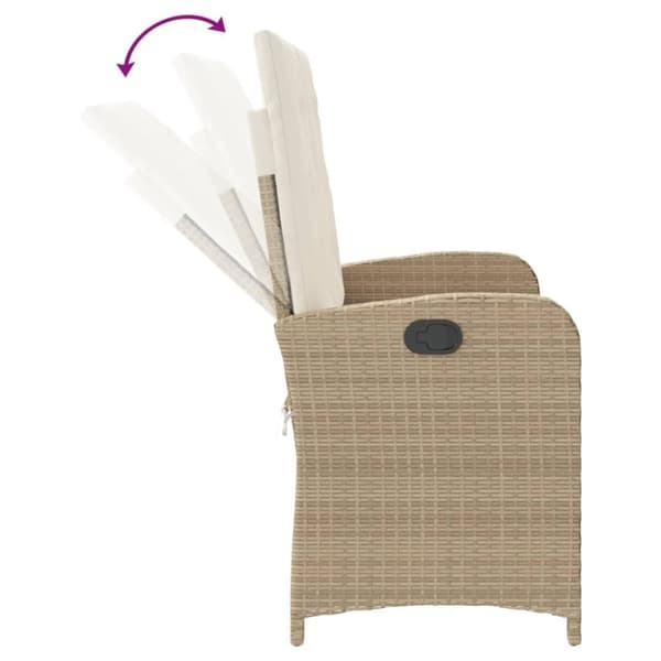 vidaXL havebænk med hynder og lænefunktion polyrattan beige