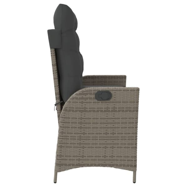 vidaXL havebænk med hynder og lænefunktion polyrattan grå