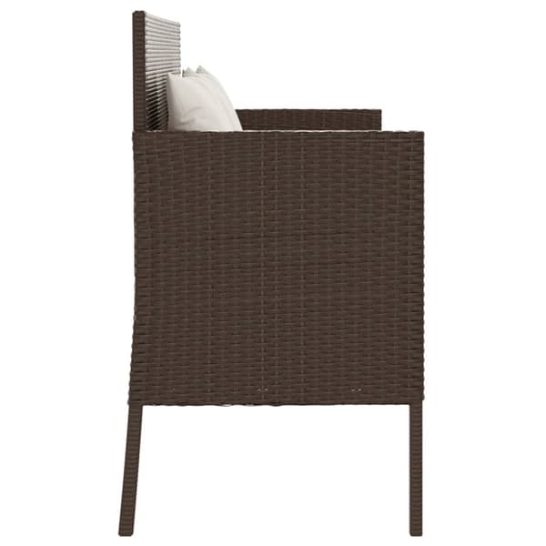 vidaXL havebænk med hynder polyrattan brun