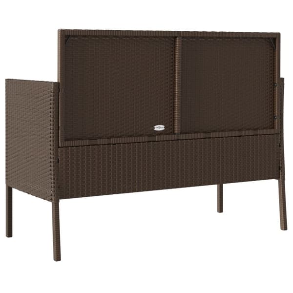 vidaXL havebænk med hynder polyrattan brun