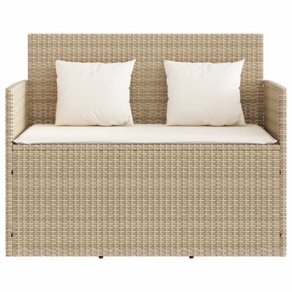 vidaXL havebænk med hynder polyrattan beige
