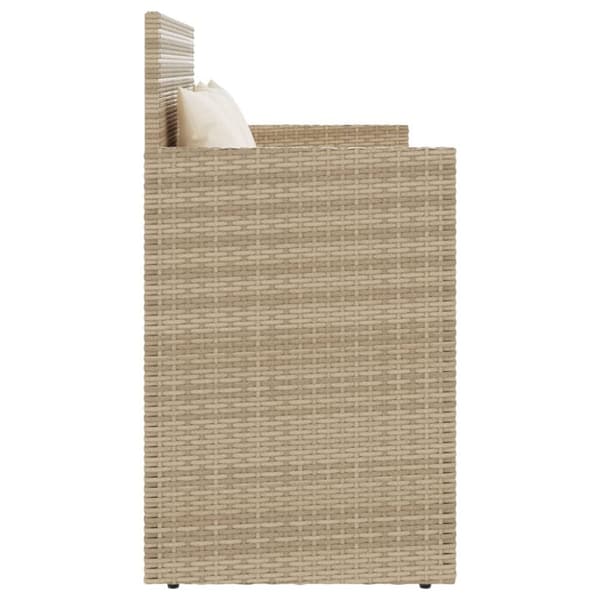 vidaXL havebænk med hynder polyrattan beige