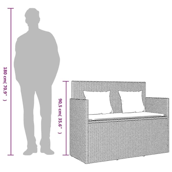 vidaXL havebænk med hynder polyrattan beige