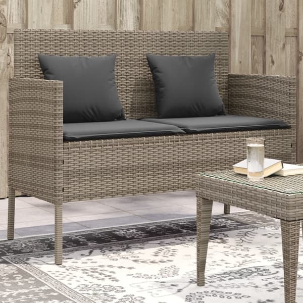 vidaXL havebænk med hynde polyrattan og akacietræ grå