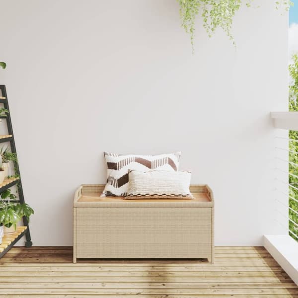 vidaXL opbevaringsbænk 100x50x52 cm polyrattan og akacietræ beige