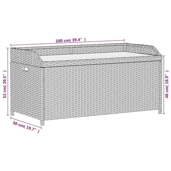 vidaXL Säilytyspenkki harmaa 100x50x52 cm polyrottinki ja akasiapuu