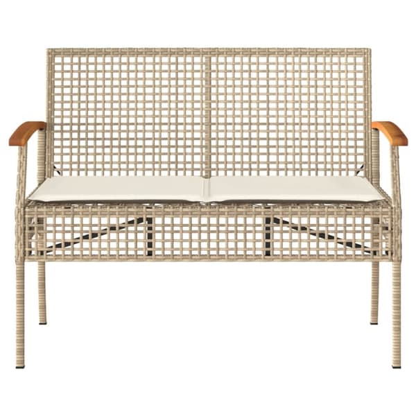 vidaXL havebænk med hynde polyrattan og akacietræ beige