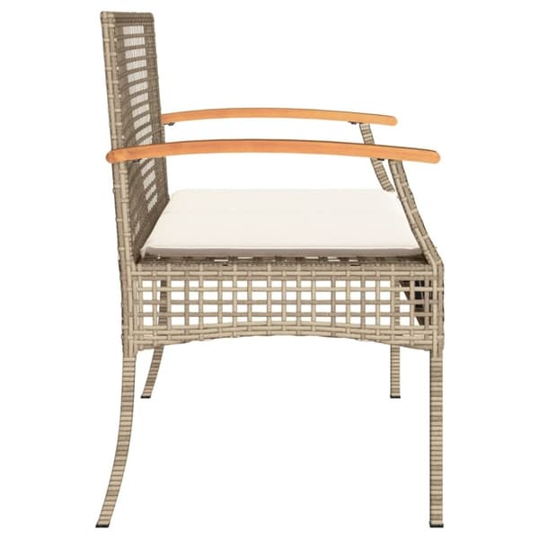 vidaXL havebænk med hynde polyrattan og akacietræ beige