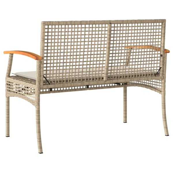 vidaXL havebænk med hynde polyrattan og akacietræ beige