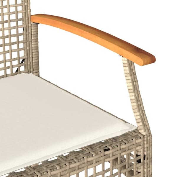 vidaXL havebænk med hynde polyrattan og akacietræ beige