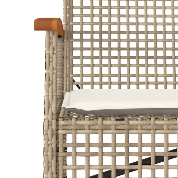 vidaXL havebænk med hynde polyrattan og akacietræ beige