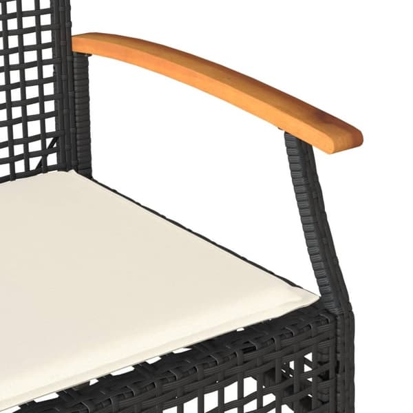 vidaXL havebænk med hynde polyrattan og akacietræ sort