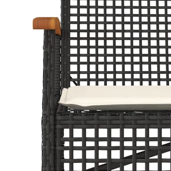 vidaXL havebænk med hynde polyrattan og akacietræ sort