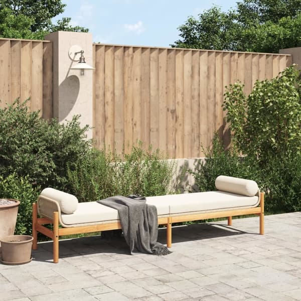 vidaXL Hagebenk med pute beige polyrotting akasie