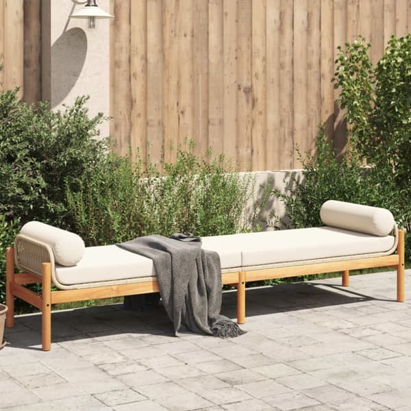 vidaXL Hagebenk med pute beige polyrotting akasie