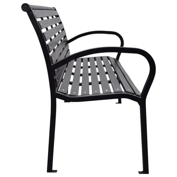 vidaXL Hagebenk svart 116 cm stål og WPC