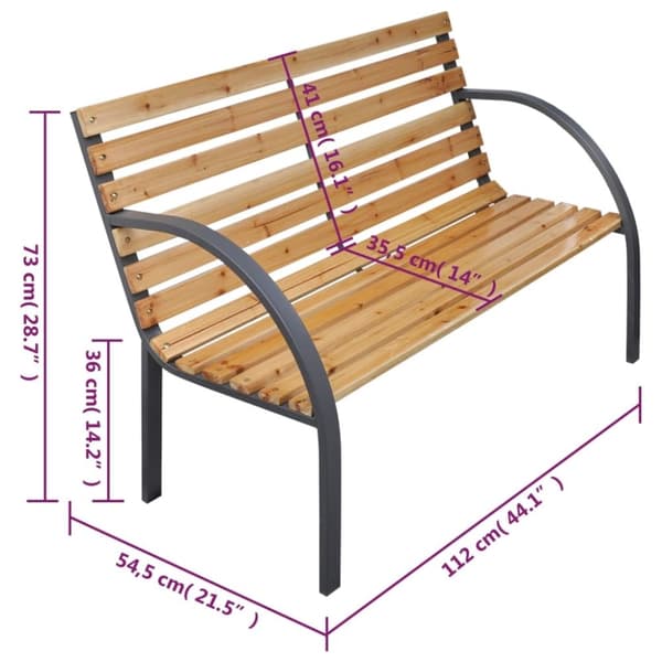 vidaXL havebænk 112 cm massivt fyrretræ