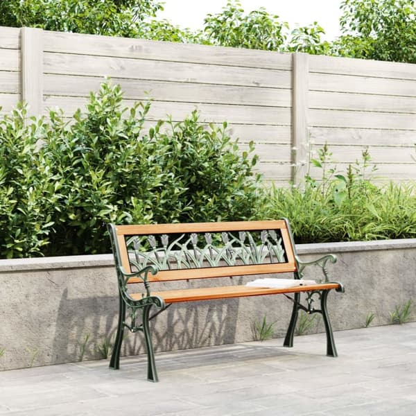vidaXL Hagebenk 116 cm heltre gran og stål