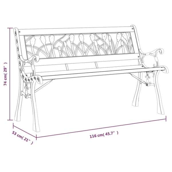 vidaXL Hagebenk 116 cm heltre gran og stål