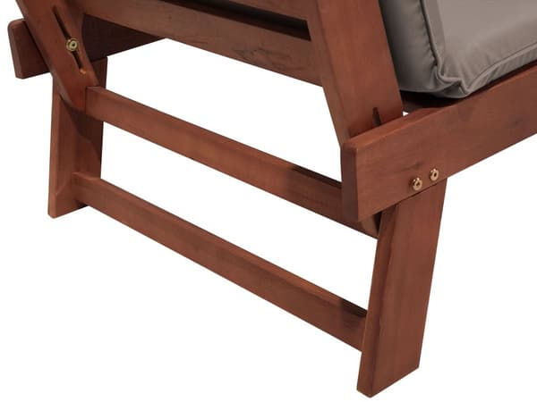 Havesofa Mørkt Træ Taupe Polyester 2 Personers Loungesofa med Hynde Lamel Bænk Multifunktionel Daybed Justerbare Armlæn Terrasse Havemøbel