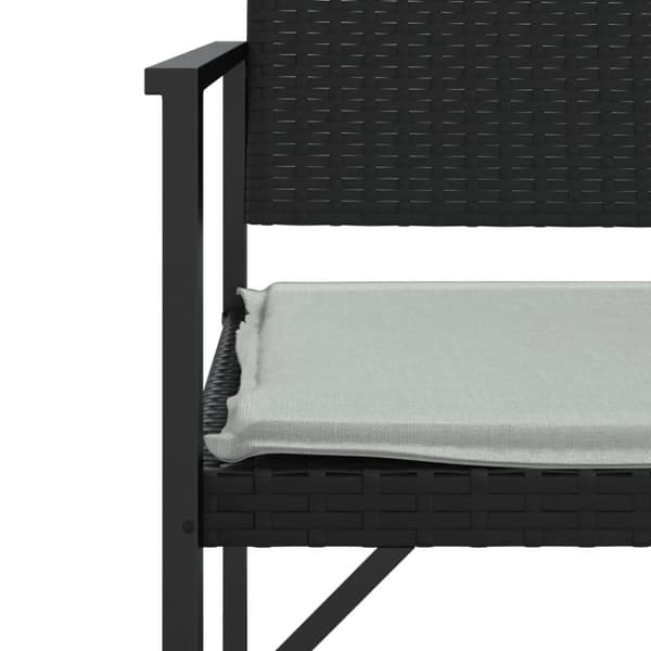 vidaXL 2-personers havebænk med hynde polyrattan sort