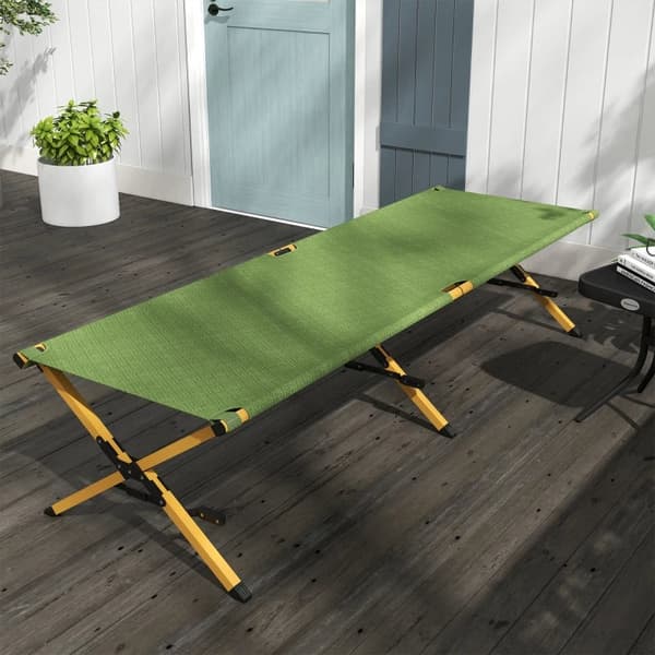 Rootz Sun Lounger Beach - Trädgårdssäng - Fällbar väderbeständig - Väderbeständig - Stabil - Aluminium-oxford-tyg - Mörkgrön - 196L x 64W x 45H cm