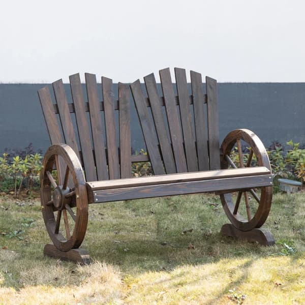 Rootz Havebænk med armlæn - Bænk - Havemøbler - Rustik bænk - Massivt træ - Mørkebrun - 108 x 66 x 95 cm