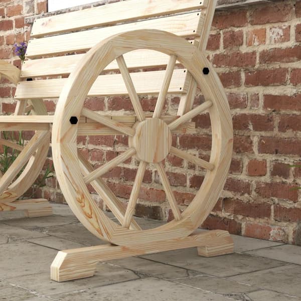 Rootz Havebænk - Vognhjuldesign - 2 personer - Naturtræ - Mørkebrun - Grantræ - Naturlig - L105,5 x B56 x H79 cm
