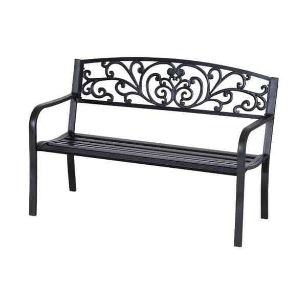 Rootz Metallinen Kukkapuutarhapenkki - 2-paikkainen - Kantavuus 240kg - Teräs - Musta - 127L x 60W x 87K cm