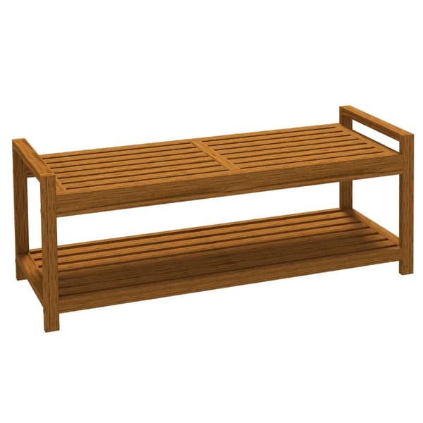 Rootz Havebænk til 2 personer - Med hylde - Akacietræ - Lamelsæde - Akacietræ - Teaktræ - 118 x 40,5 x 46 cm