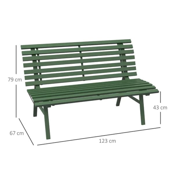Rootz puutarhapenkki - Puiston penkki - Sälerakenne - Säänkestävä - Alumiini - Vihreä - 123L x 67L x 79K cm
